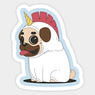 Cute Pug Unicorn Sticker